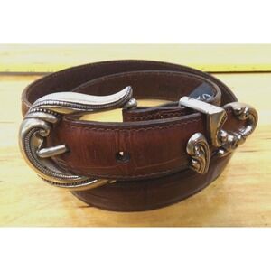 Brighton‎ Womans Leather Belt M 24507 Size 28-32 Brown with Silver Buckle USA